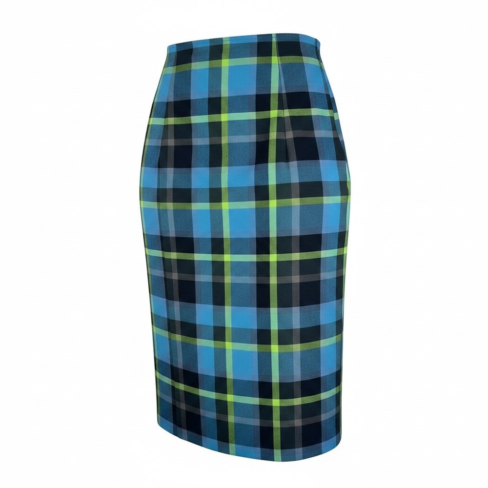 Cato Womens Blue Green Y2K Plaid Midi Chic Pencil Skirt Lined Size 16